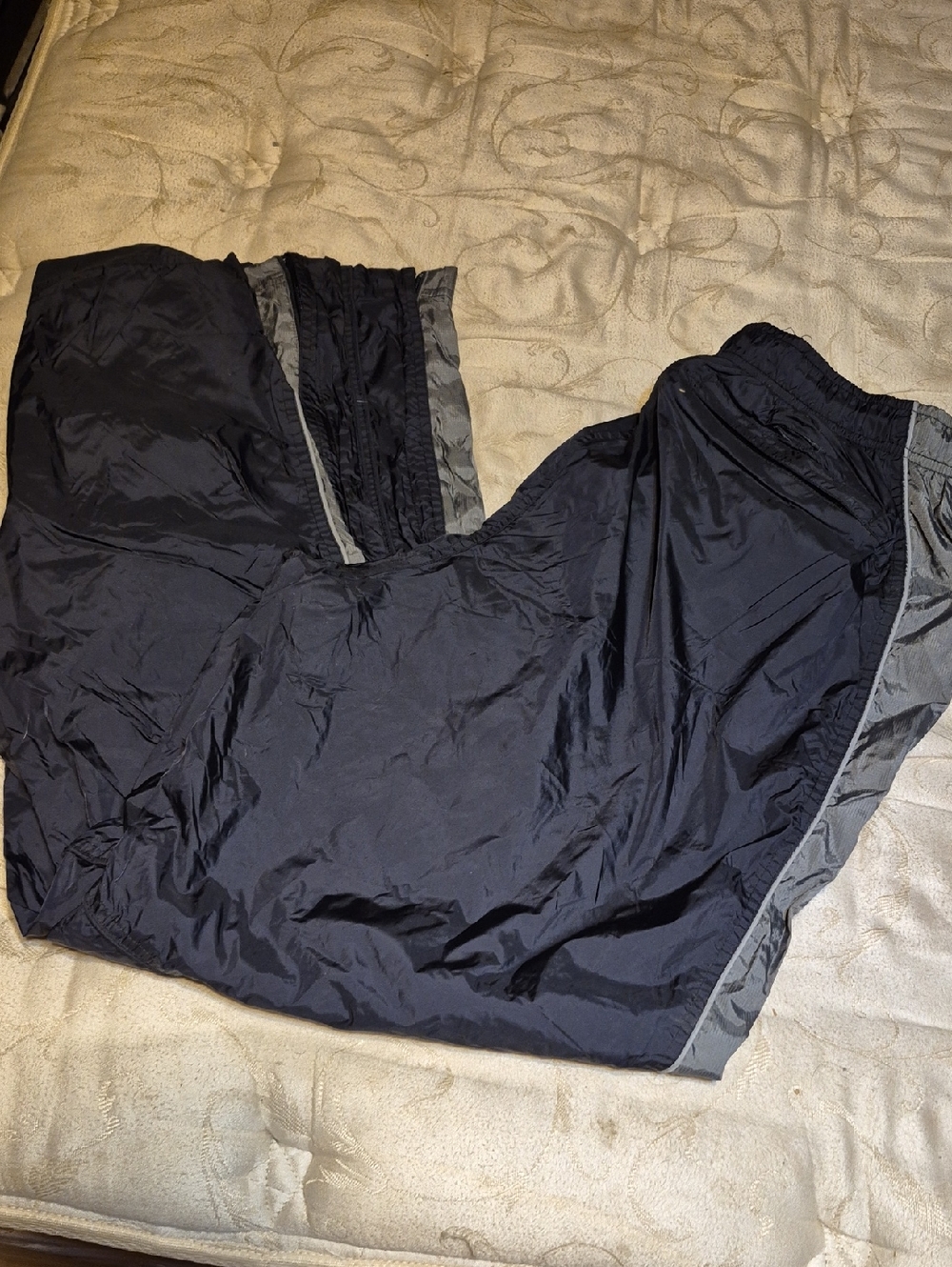 Russell Athletic Black Nylon Track Pants with Gray Lining